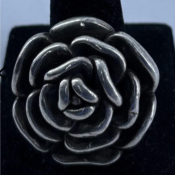 Vintage Sterling Silver 3D Rose Ring - Picture 6 of 7